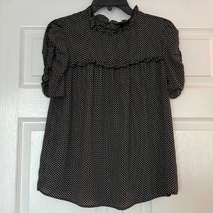 Who What Wear Polka Dot Print Ruffle Blouse